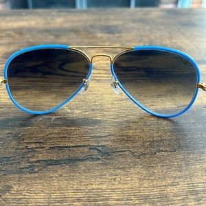 Rayban cobalt aviator gold frames